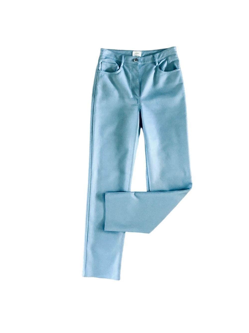 Aritzia Faux Leather Melina Pants Straight Leg Size 4 like new Wilfred Baby Blue